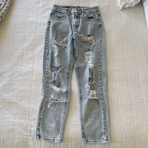 Wild Fable Women’s Highest Rise Mom Jeans Light Wash Distressed Size 0
